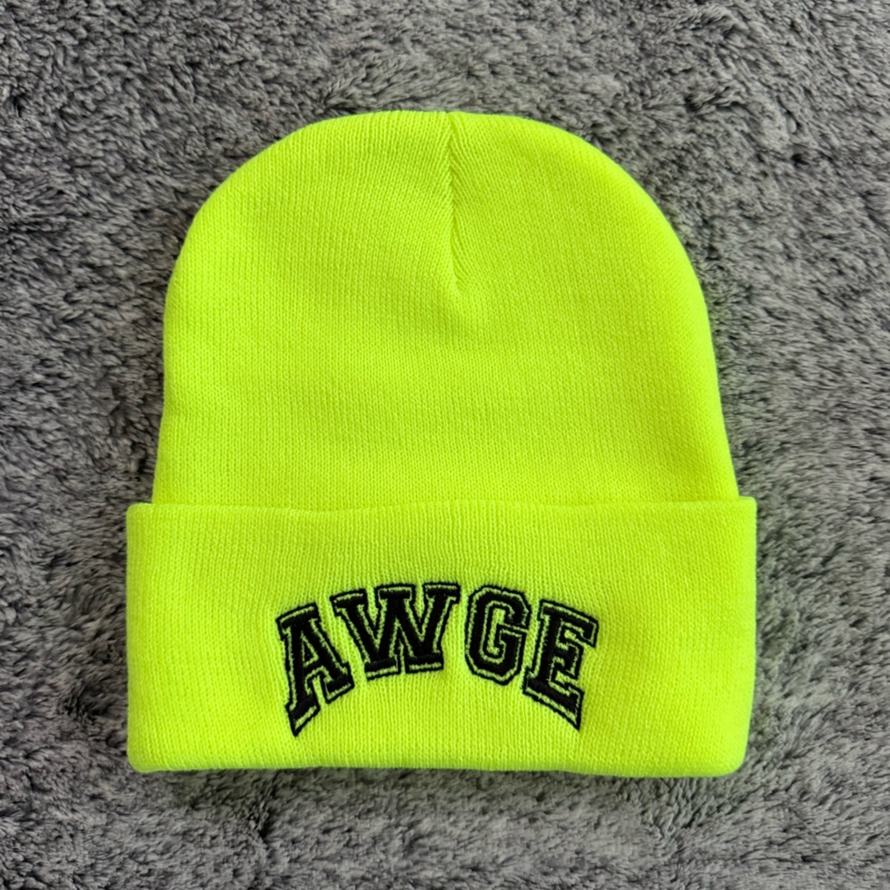 AWGE Beanie, Skullcap, A$AP Rocky, Yellow & Black, Embroidered, NWT